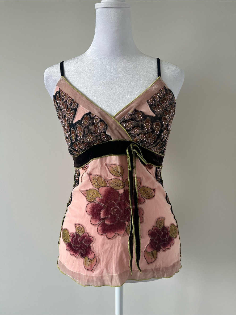 Vintage Floral Pink and Brown Camisole
